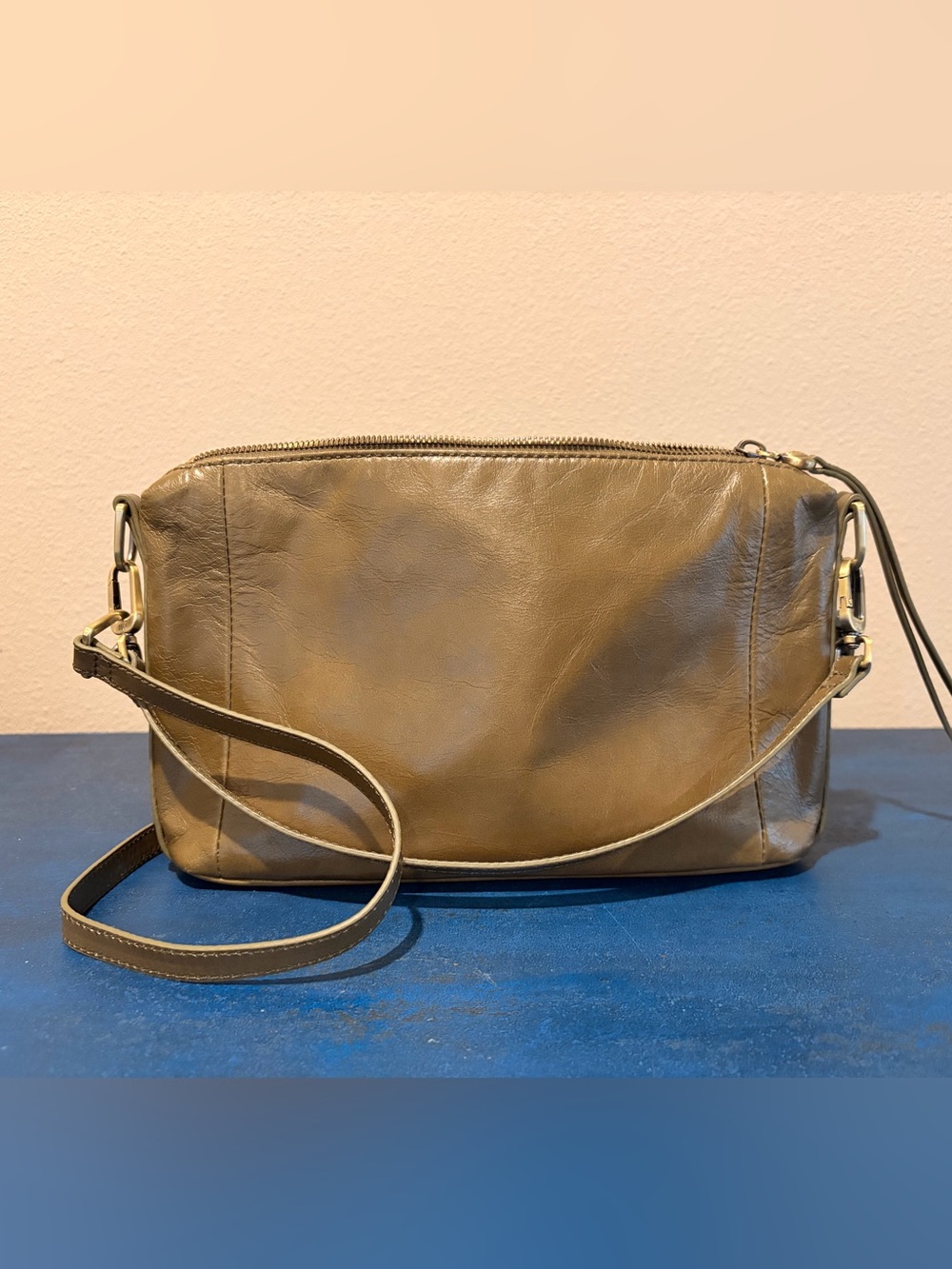 HOBO Crossbody Bag in Olive Brown with matching wallet coordinating rope strap